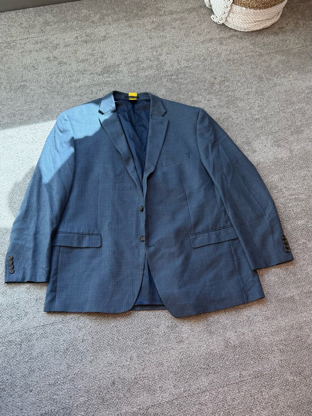 Lauren Ralph Lauren 50L Silk Wool Blue Micro Check Sport Coat Blazer